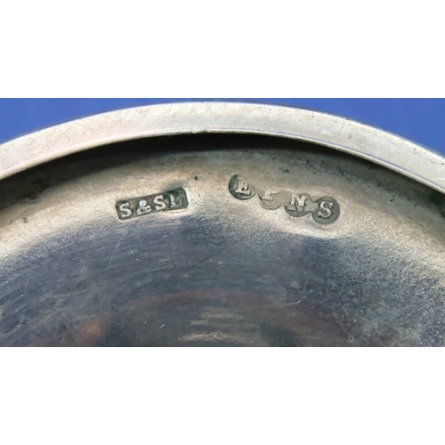 156 - Hallmarked silver dish of Quaich form S&B Birmingham assay and a small bowl with glass liner. P&P Gr... 