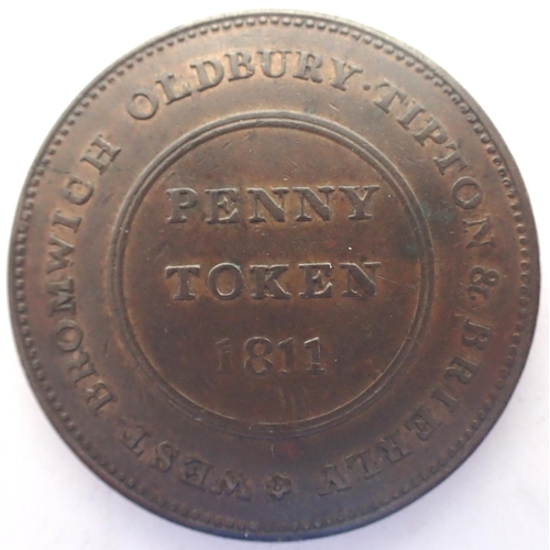 3101 - 1811 West Bromwich Penny Token. P&P Group 1 (£14+VAT for the first lot and £1+VAT for subsequent lot... 