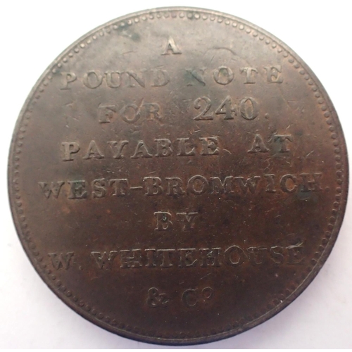 3101 - 1811 West Bromwich Penny Token. P&P Group 1 (£14+VAT for the first lot and £1+VAT for subsequent lot... 