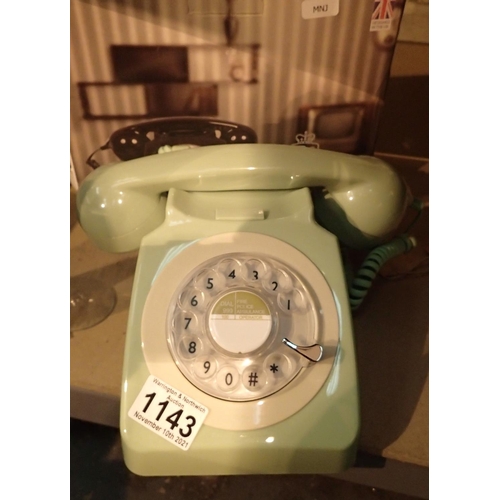 1143 - Mint green, GPO746 Retro rotary telephone replica of the 1970s classic, compatible with modern telep... 