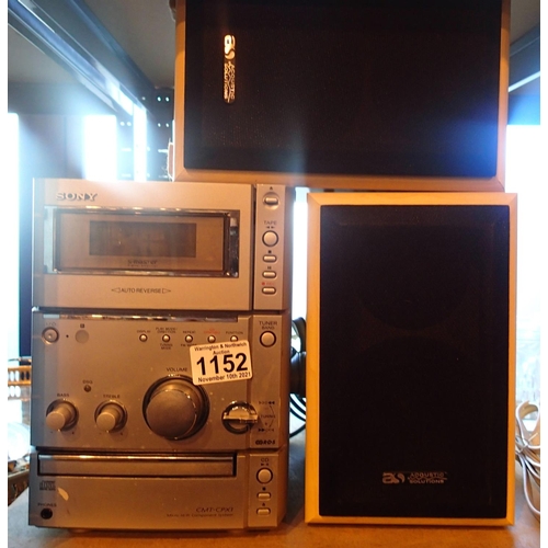 1152 - Sony Micro HiFi system with 50w Acoustic Solution speakers and remote. Not available for in-house P&... 