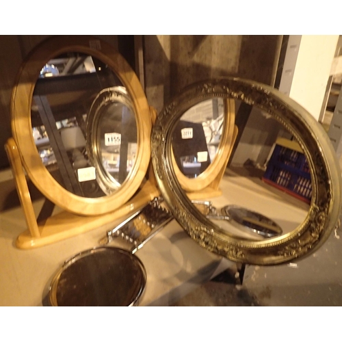 1155 - Three mirrors to include a dressing table mirror and a gilt example. Not available for in-house P&P,... 