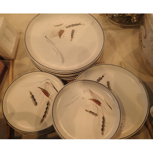 1260 - Eighteen Denby plates in the Greenwheat pattern. Not available for in-house P&P, contact Paul O'Hea ... 