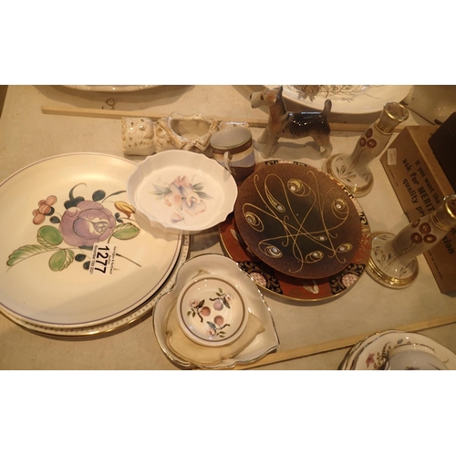 1277 - Collection of mixed ceramics including a pair of candlesticks. Not available for in-house P&P, conta... 