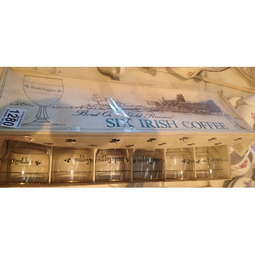 1280 - 1970s set of six Irish coffee glasses in original box. Not available for in-house P&P, contact Paul ... 