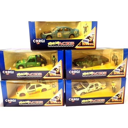 2061 - Five Corgi Race Aces, Sierra, Jag XJS, Mercedes, BMW, Peugeot 205, all in excellent condition, boxes... 