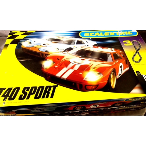 2158 - Scalextric Sport GT40 Sport set, two Ford GT 40 cars, appears complete in good condition, box fair. ... 