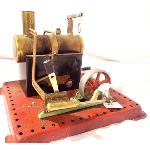 2164 - Mamod live steam stationary engine with reverse, SE2A and whistle, solid fuel burner tray, in good c... 