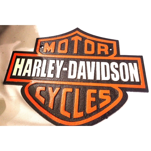 2189 - Cast iron Harley Davidson sign, L: 34 cm. P&P Group 1 (£14+VAT for the first lot and £1+VAT for subs... 