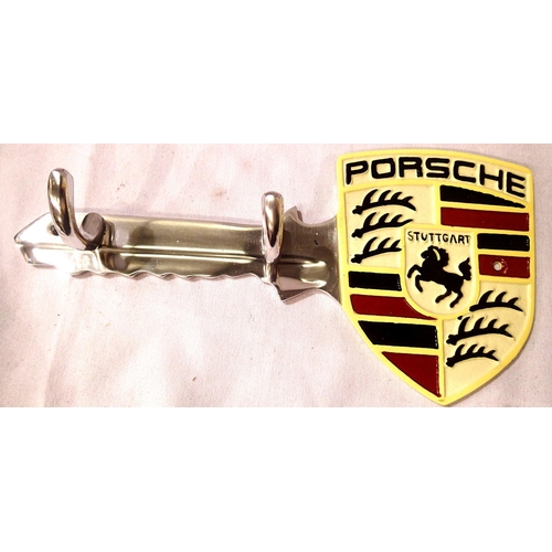 2193 - Cast aluminium Porsche coat hanger in shape of a key, L: 29 cm. P&P Group 1 (£14+VAT for the first l... 