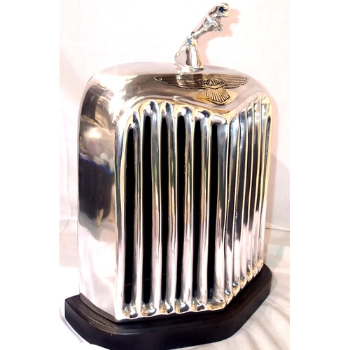 2198 - Chrome Jaguar radiator on base, 44 x 30 cm. P&P Group 3 (£25+VAT for the first lot and £5+VAT for su... 