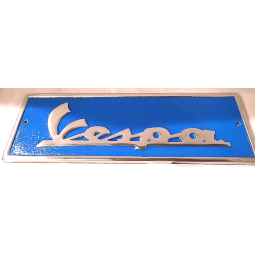 2201 - Chrome Vespa sign, 43 x 14 cm. P&P Group 1 (£14+VAT for the first lot and £1+VAT for subsequent lots... 