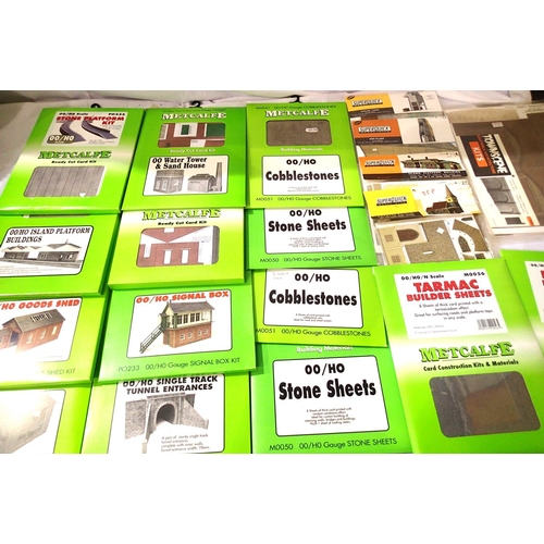 2141 - Selection of eight Metcalfe and four Superquick card OO scale building kits and six stone sheets and... 