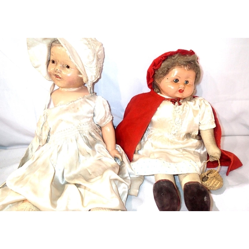 2152 - Two vintage dolls for restoration - one plastic with articulated limbs, missing one arm, L: 58 cm an... 