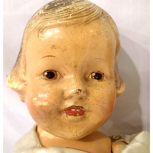 2152 - Two vintage dolls for restoration - one plastic with articulated limbs, missing one arm, L: 58 cm an... 