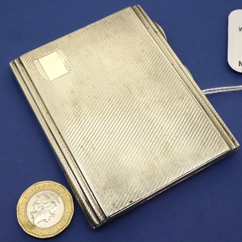 114 - Hallmarked silver cigarette case, 8 x 7 cm, 88g. P&P Group 1 (£14+VAT for the first lot and £1+VAT f... 