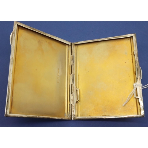 114 - Hallmarked silver cigarette case, 8 x 7 cm, 88g. P&P Group 1 (£14+VAT for the first lot and £1+VAT f... 