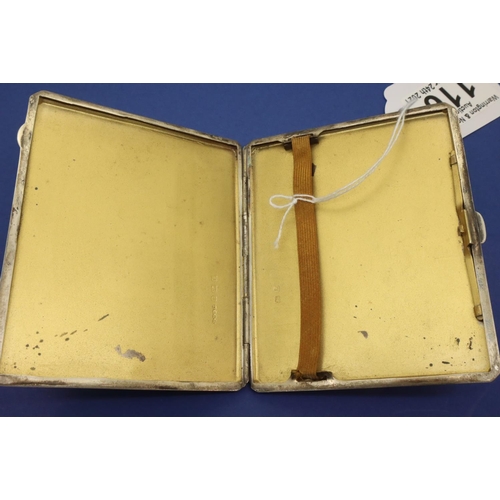 116 - Hallmarked silver cigarette case Chester assay, 8 x 10 cm, 99g. P&P Group 1 (£14+VAT for the first l... 