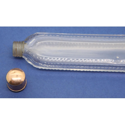 119 - Rose gold topped glass scent bottle. P&P Group 1 (£14+VAT for the first lot and £1+VAT for subsequen... 