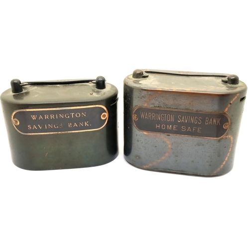 126 - Two vintage Warrington Saving Bank savings boxes. P&P Group 1 (£14+VAT for the first lot and £1+VAT ... 