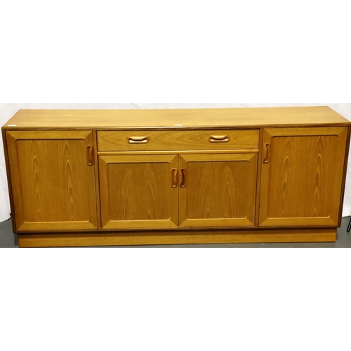 603 - G Plan; a mid 20th century teak sideboard comprising cupboards and single drawer, 186 x 45 x 72 cm H... 