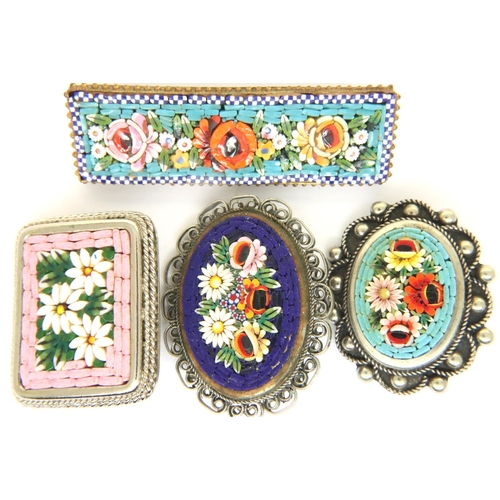 69 - Four Italian Micro Mosaic brooches. P&P Group 1 (£14+VAT for the first lot and £1+VAT for subsequent... 