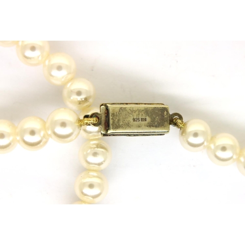 73 - Cultured pearl necklace with a silver clasp. P&P Group 1 (£14+VAT for the first lot and £1+VAT for s... 