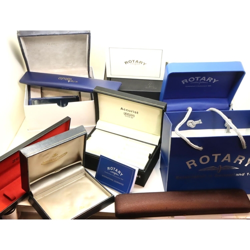 77 - Collection of mixed watch boxes including Longines and Jaguar. P&P Group 2 (£18+VAT for the first lo... 