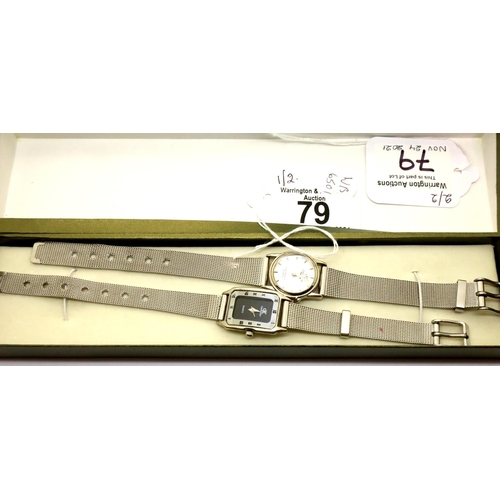 79 - Calvin Klein; two ladies wristwatches, working at lotting. P&P Group 1 (£14+VAT for the first lot an... 