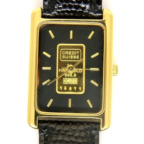 82 - Gents Swiss wristwatch set with a pure gold ingot to the dial. Condition report: Not working at lott... 