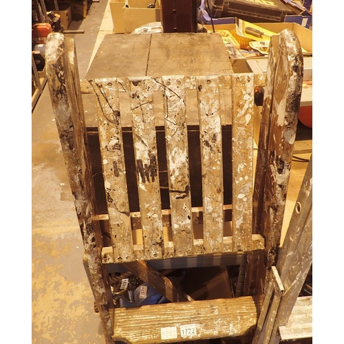 1722 - Four tread wooden decorators step ladder. Not available for in-house P&P, contact Paul O'Hea at Mail... 