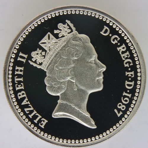 3036 - 1987 silver proof Piedfort £1 of Elizabeth II, encapsulated. P&P Group 1 (£14+VAT for the first lot ... 