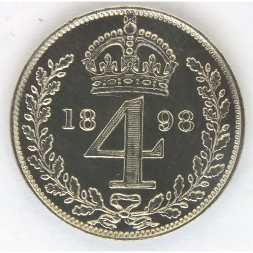 3075 - 1898 silver Maundy fourpence of Queen Victoria. P&P Group 1 (£14+VAT for the first lot and £1+VAT fo... 