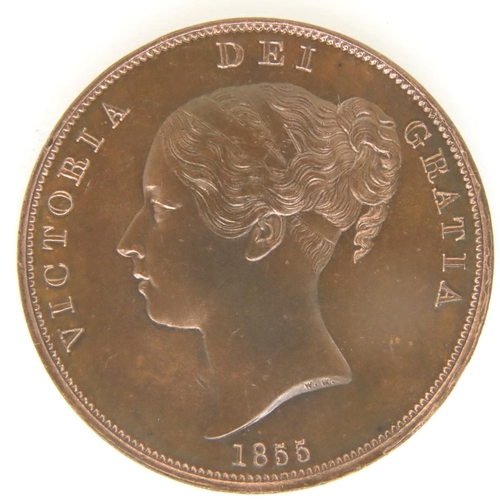 3077 - 1855 copper penny of Queen Victoria, strong EF detail. P&P Group 1 (£14+VAT for the first lot and £1... 