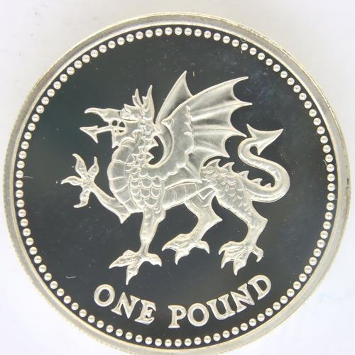 3080 - 2000 silver proof £1, Welsh Dragon. P&P Group 1 (£14+VAT for the first lot and £1+VAT for subsequent... 