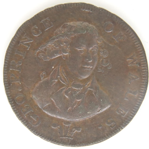 3087 - Early milled Prince of Wales Middlesex and London Token. P&P Group 1 (£14+VAT for the first lot and ... 