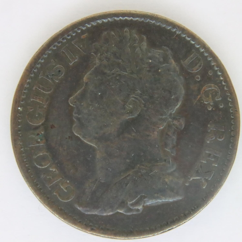 3092 - 1823 copper halfpenny of George IV, Hibernia issue. P&P Group 1 (£14+VAT for the first lot and £1+VA... 