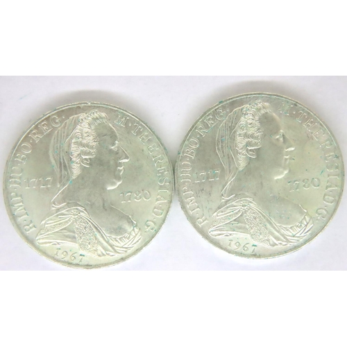 3093 - Two Austrian silver Maria Theresa twenty-five Schillings. P&P Group 1 (£14+VAT for the first lot and... 