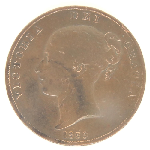 3097 - 1839 Isle of Man issue penny of Queen Victoria. P&P Group 1 (£14+VAT for the first lot and £1+VAT fo... 