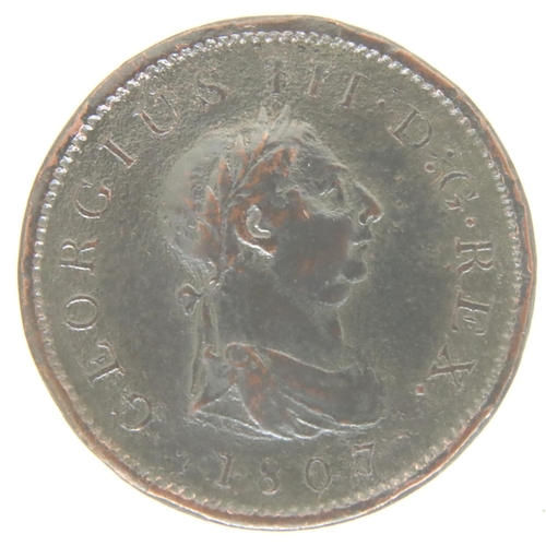 3102 - 1807 copper penny of George III. P&P Group 1 (£14+VAT for the first lot and £1+VAT for subsequent lo... 