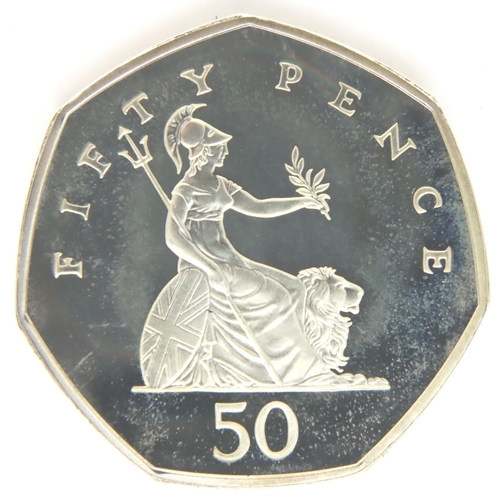 3108 - 2000 silver proof fifty pence, encapsulated. P&P Group 1 (£14+VAT for the first lot and £1+VAT for s... 