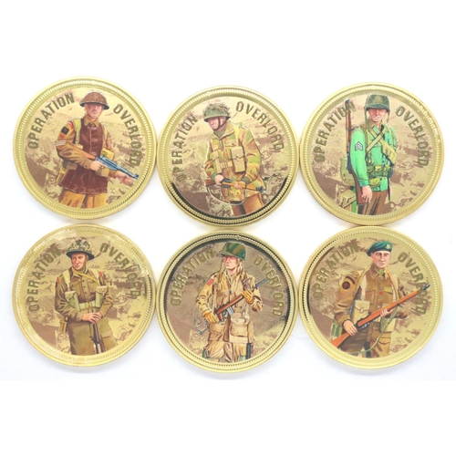 3129 - Operation Overlord commemorative gold plated tokens. P&P Group 1 (£14+VAT for the first lot and £1+V... 