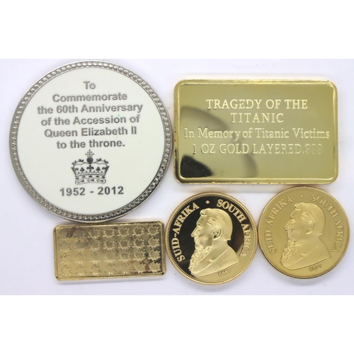 3140 - Mixed evasion and commemorative coins and ingots. P&P Group 1 (£14+VAT for the first lot and £1+VAT ... 