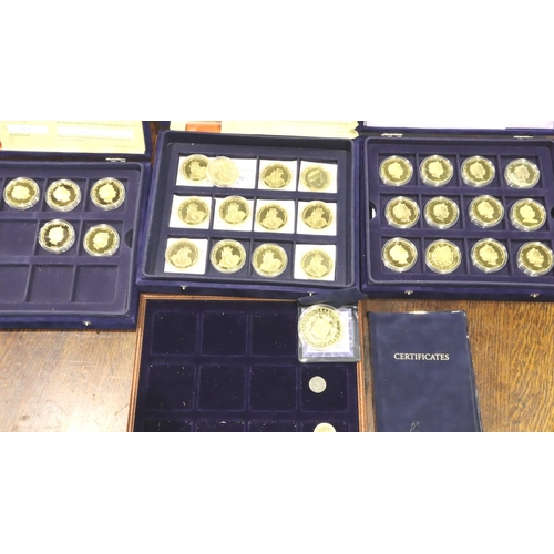 3148 - Windsor Mint cased set of commemoratives; Wisdom & Wit of Churchill and History of The Royal Family ... 