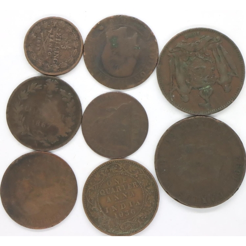 3152 - Mixed 19th century copper world coins (8). P&P Group 1 (£14+VAT for the first lot and £1+VAT for sub... 