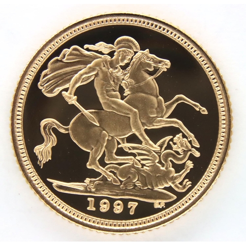 3160 - 1997 proof half sovereign of Elizabeth II, boxed and encapsulated. P&P Group 1 (£14+VAT for the firs... 