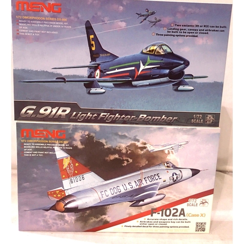 2117 - Two 1/72 scale Meng DS000/DS004 plastic kits, F-102A and G-91R, both as new (contents unchecked). P&... 