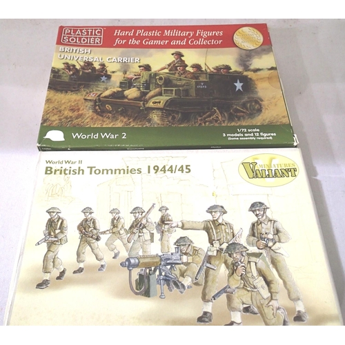 2155 - Two 1/72 scale figure sets; Valiant Miniatures - British Tommies 1944-45 (68 pieces) and Plastic Sol... 