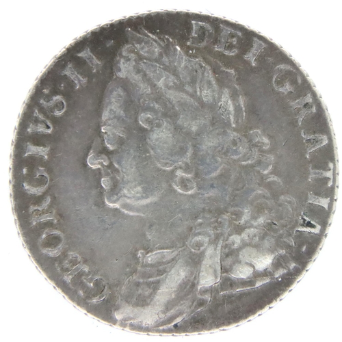 3050 - 1758 shilling of George II. P&P Group 1 (£14+VAT for the first lot and £1+VAT for subsequent lots)