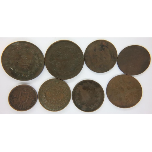 3052 - Mixed 19th century copper world coins (8). P&P Group 1 (£14+VAT for the first lot and £1+VAT for sub... 